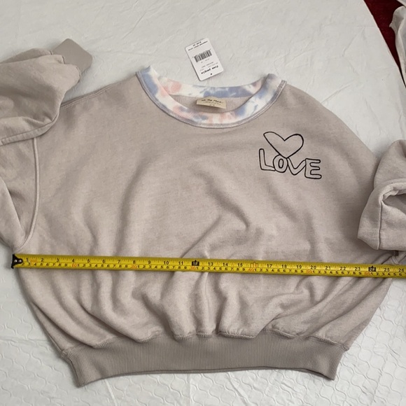 Free People Feel The Love gray multicolor tie dye collar boho pullover - Picture 7 of 10